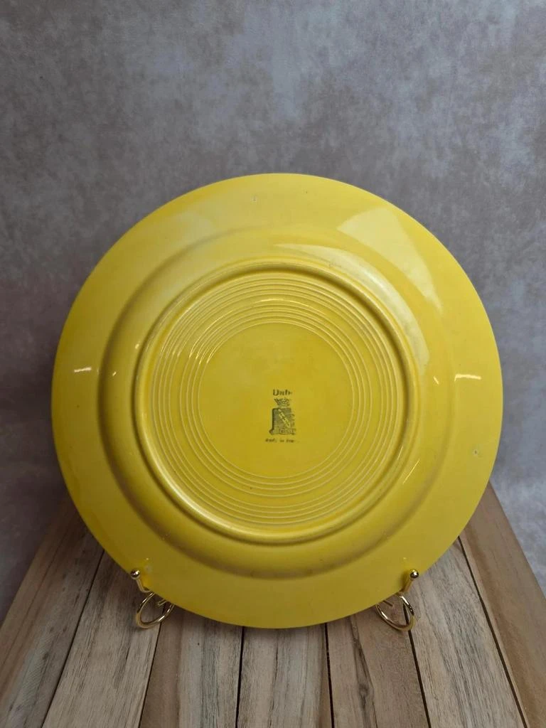 Plato grande redondo Nidervillier amarillo con decoración floral – photo 6